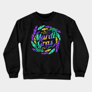 Lettering In A Circle Circule Of Feathers For Mardi Gras Crewneck Sweatshirt
